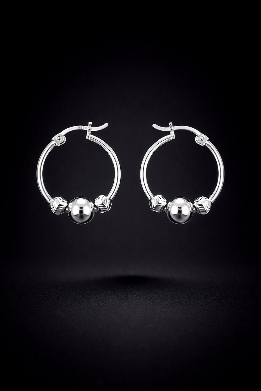 Sphere Hoop Earrings – "Silver Orbit"